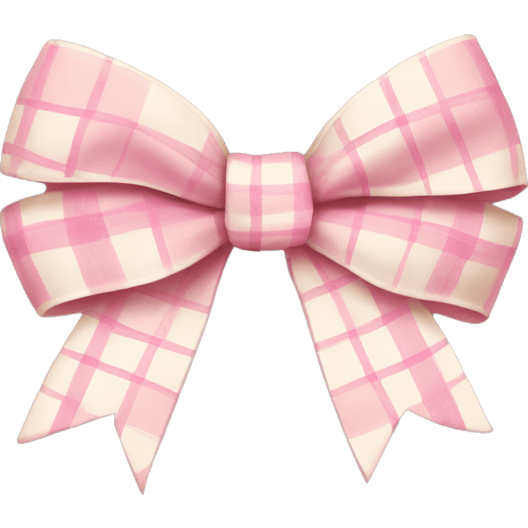 Cream pink plaid bow ribbon emoji