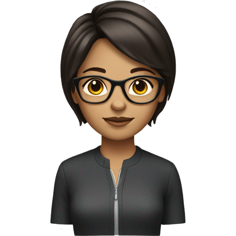 girl with short dark brown hair with glasses emoji