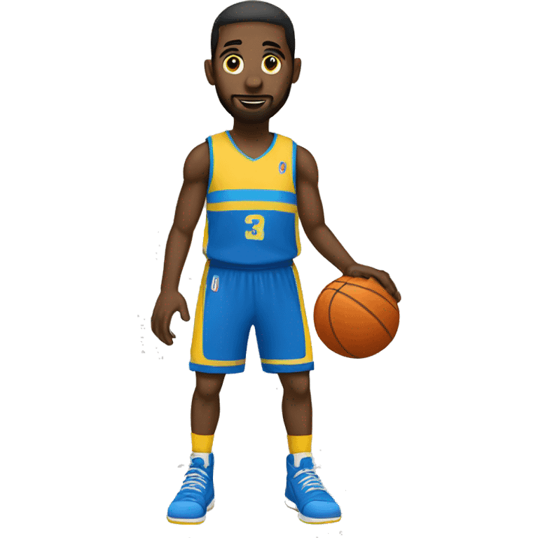 A basketball player with a yellow and blue ball emoji