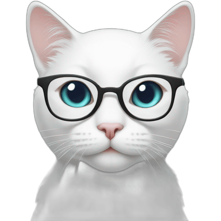 white cat with glasses emoji