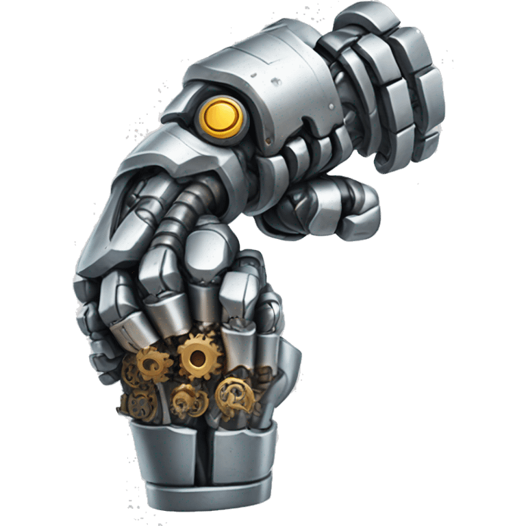 Cyborg arm only flexing bicep and shoulder with gears and shocks emoji