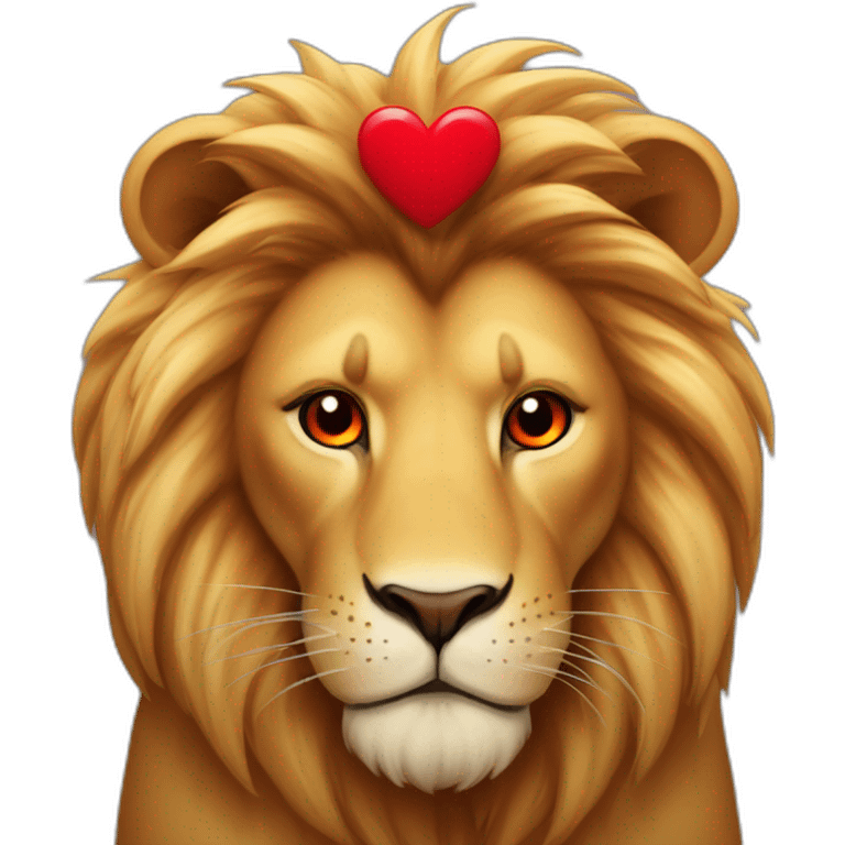 Lion face with big red hearts in his eyes, he looks so much in love emoji