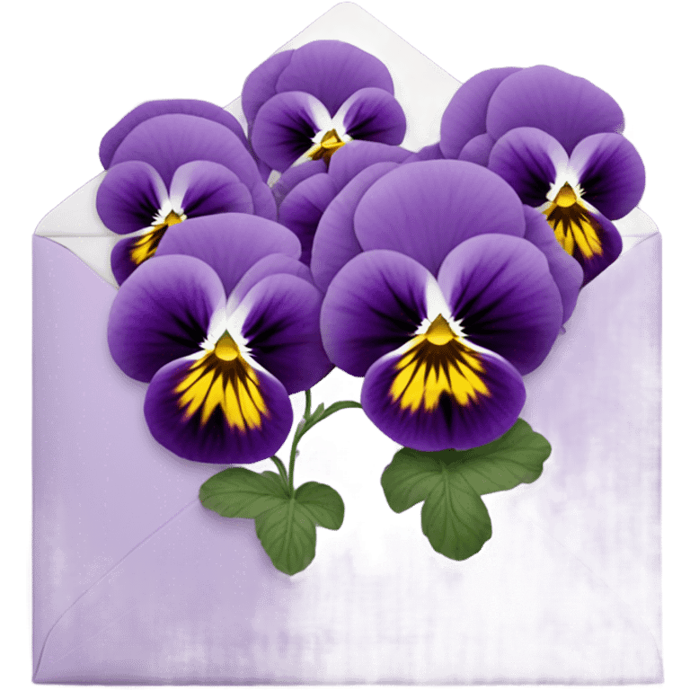 pink pansies placed in a purple aesthetic envelope  emoji