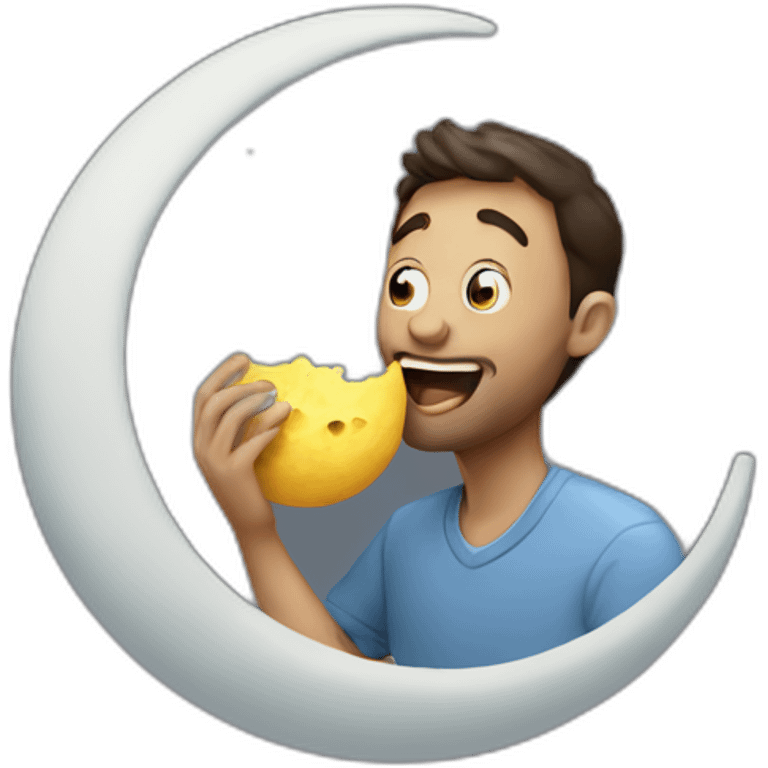 man eating the moon on the moon emoji