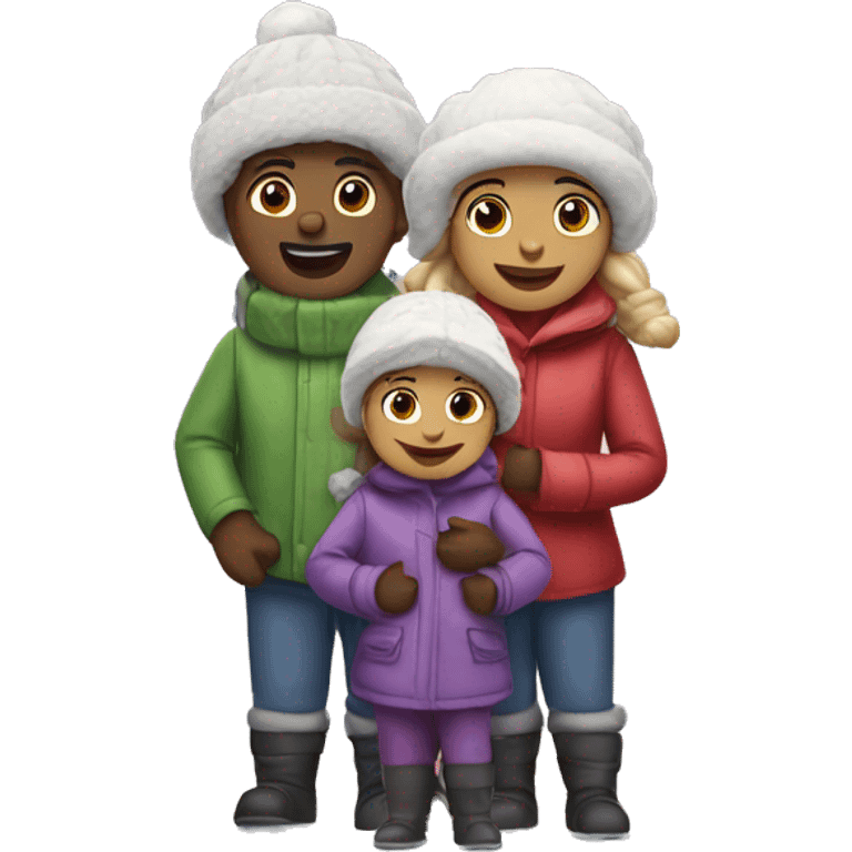 Family of 3 on North pole  emoji