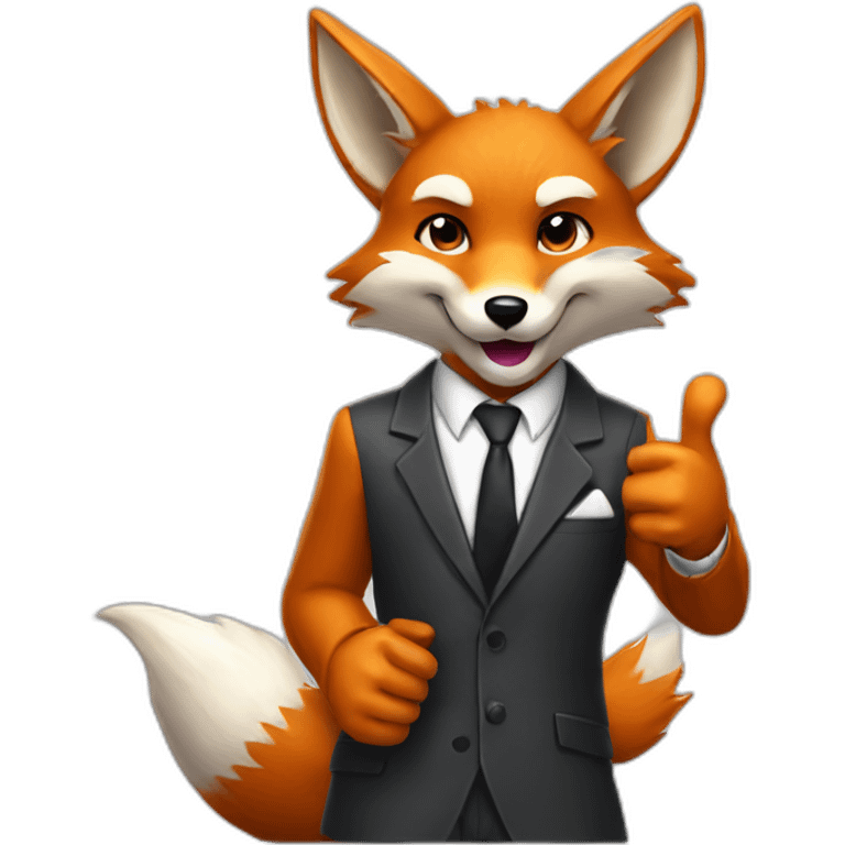 Cool Fox in a suit with his thumbs up  emoji