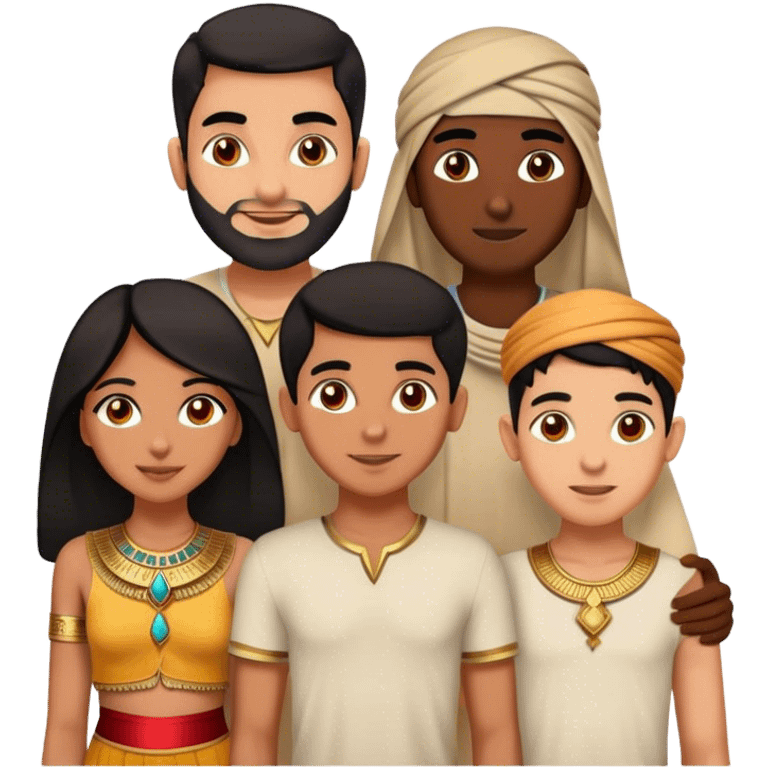 5 best friends, 1 Egyptian man, 1 indian girl 1 persian girl 1 moroccan boy 1 black boy emoji