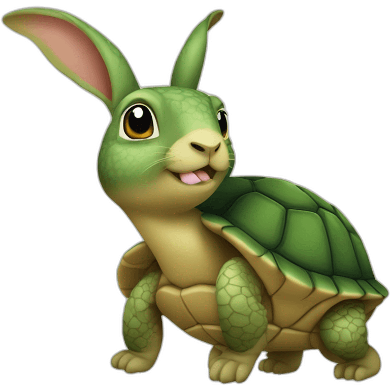 Tortue sur un lapin emoji