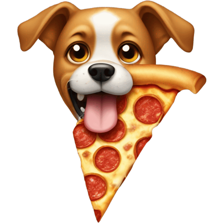 A dog eating pizza emoji