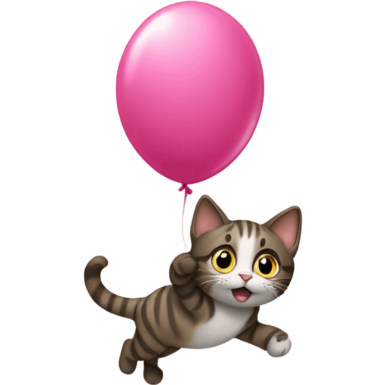 Cat being lifted by a balloon emoji