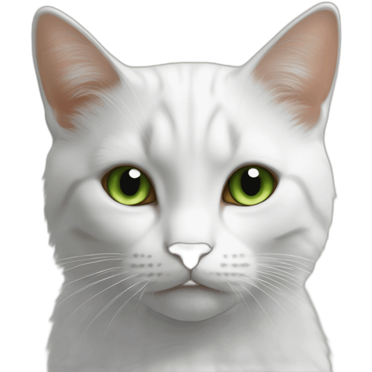 Chat 99% blanc, poil long, yeux verts, pointe des oreilles marron emoji