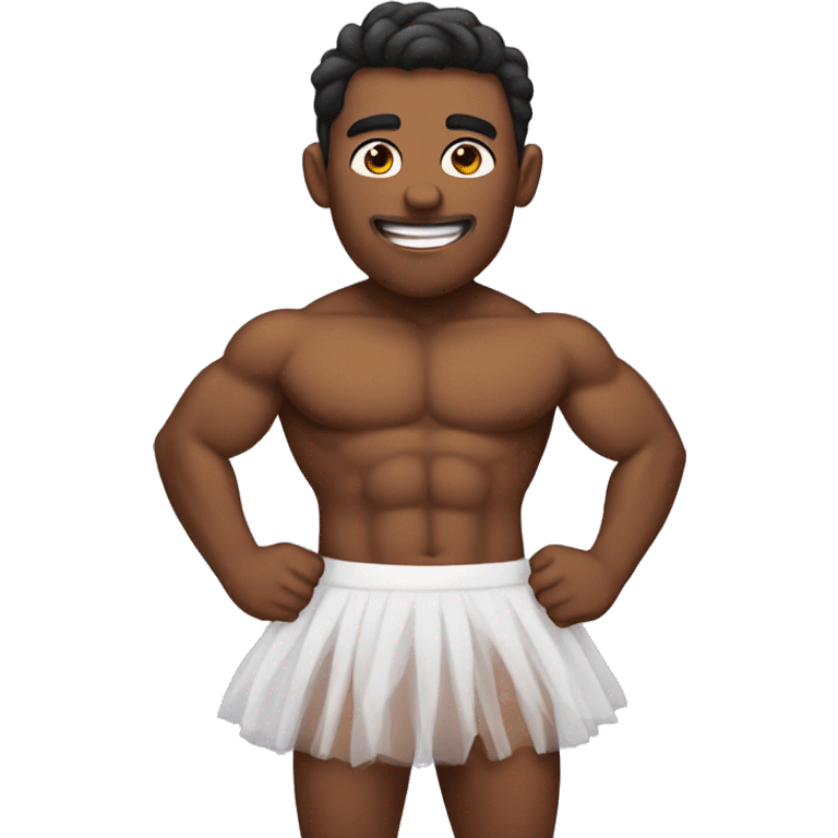 Shirtless buff male in a tutu emoji