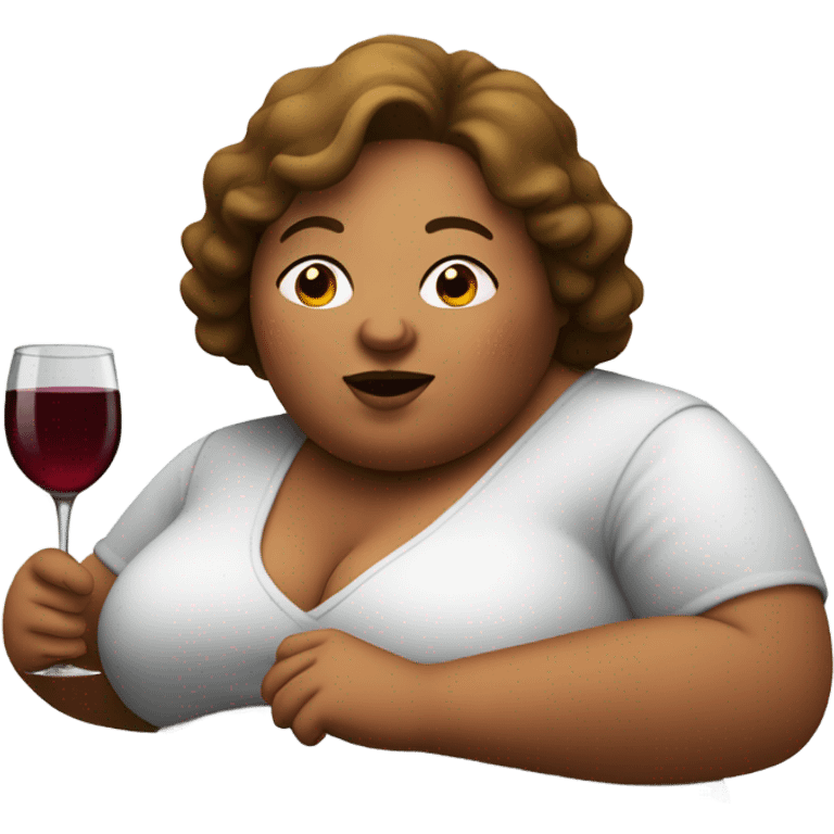 fat woman with a glass of wine emoji