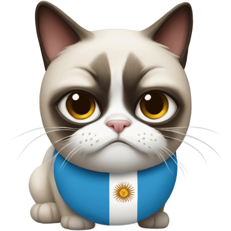 A Grumpy cat with Argentina flag and Yerba mate emoji