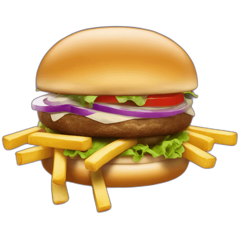 À burger with french fries ring of Saturn emoji