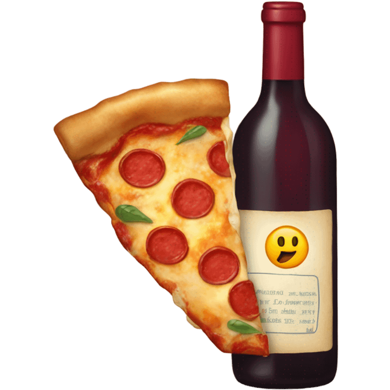 Wine bottle eating a slice of pizza emoji