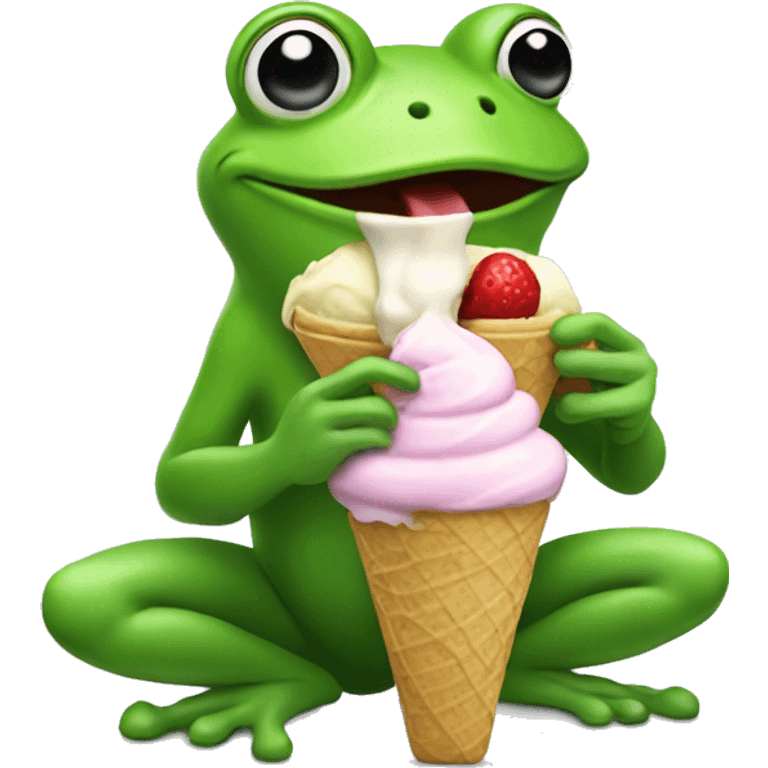 frog eating ice cream emoji