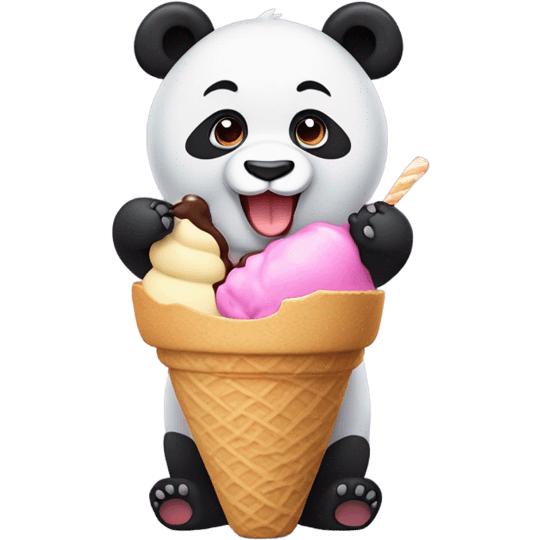 Panda eating ice cream emoji