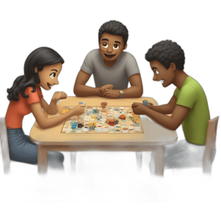 3 Friends playing board game emoji