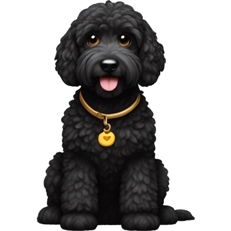 Black golden doodle dog emoji