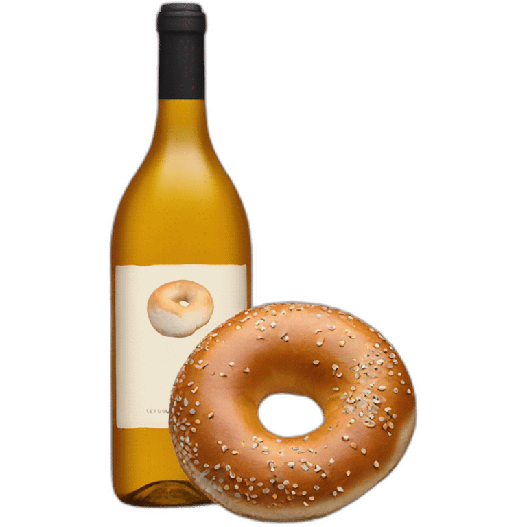 An everything bagel and a bottle of natural wine emoji