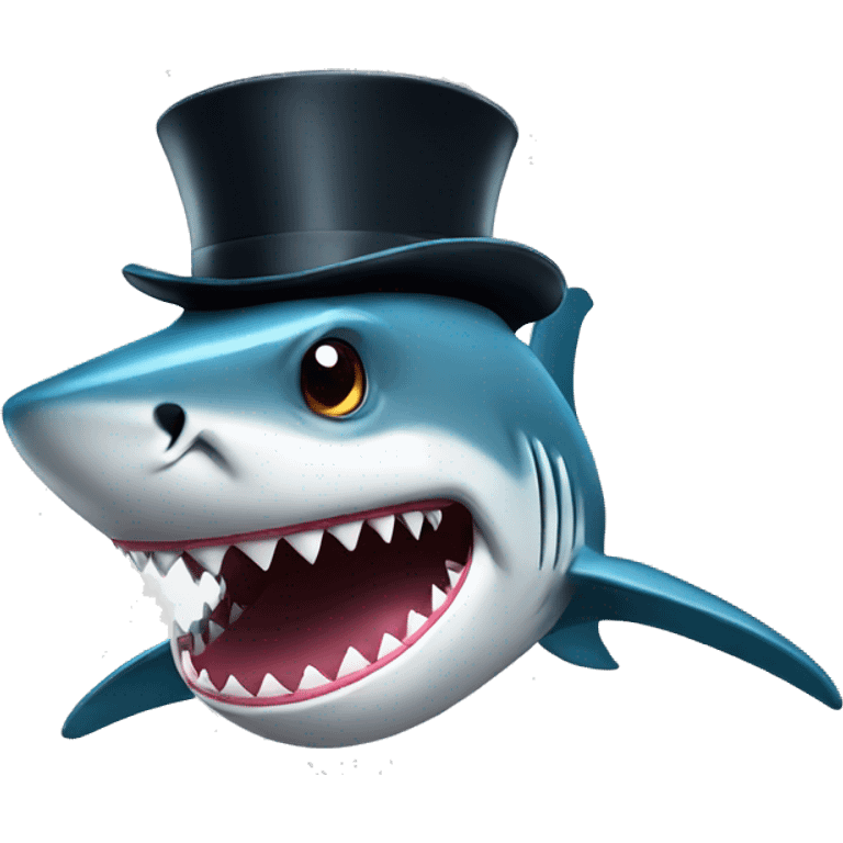 Shark with a top hat emoji