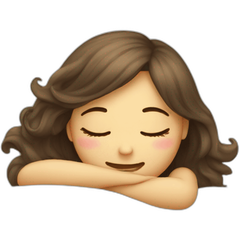 Girl  half sleeping but with happy face emoji