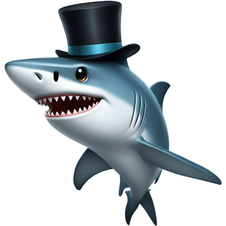 Shark with a top hat emoji