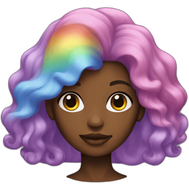 black lady with rainbow hair emoji