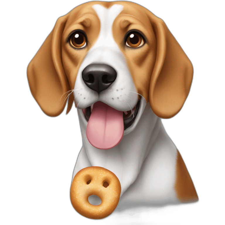 Beagle qui mange un bretzel emoji