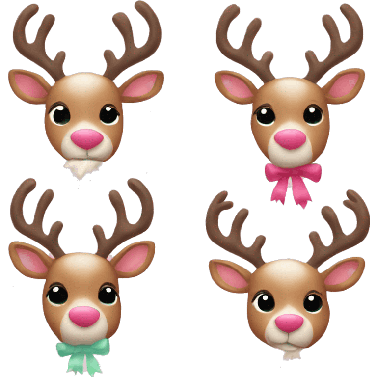 Pretty Reindeer trio with a light pink bow on each of them  emoji