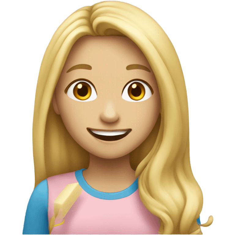  Blonde long hair girl eating emoji