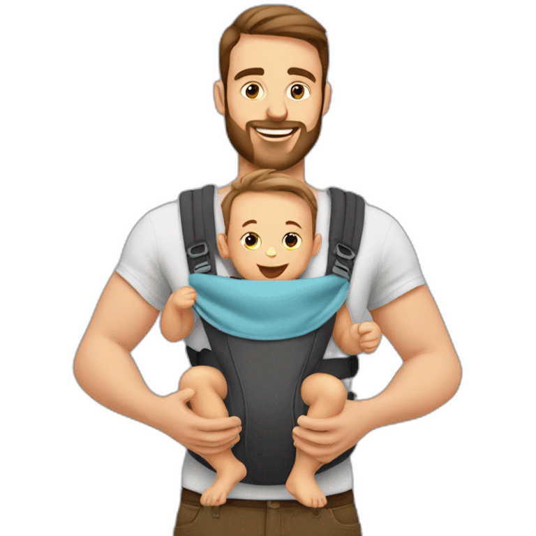 European Babywearing dad with baby ergo carrier emoji