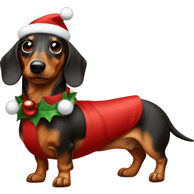 wiener dog in a christmas outfit emoji