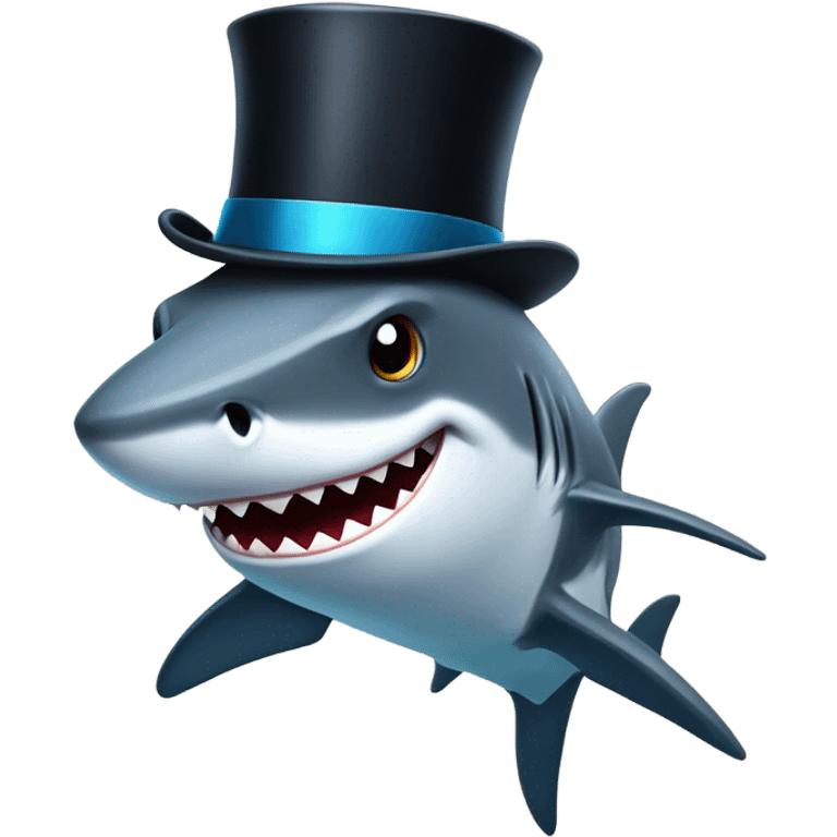 Shark with a top hat emoji