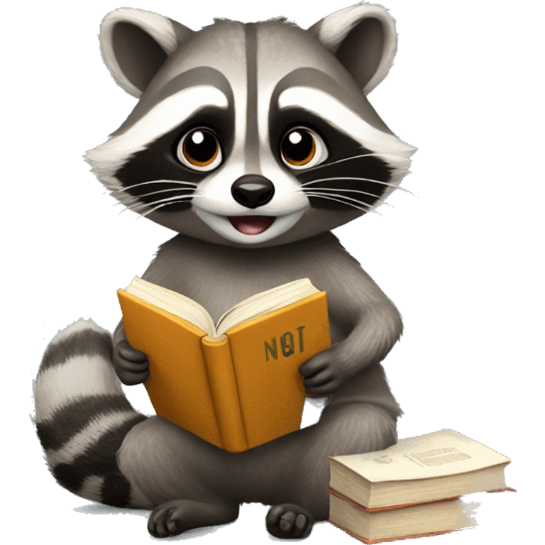 raccoon with book emoji