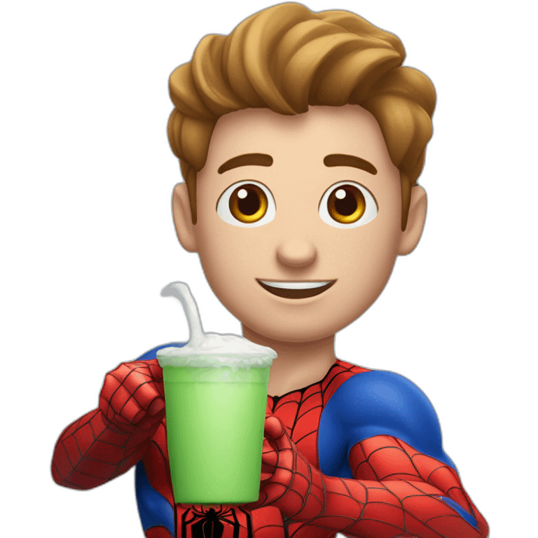 Spiderman qui boit du lait dans un biberon couleur peaux  emoji