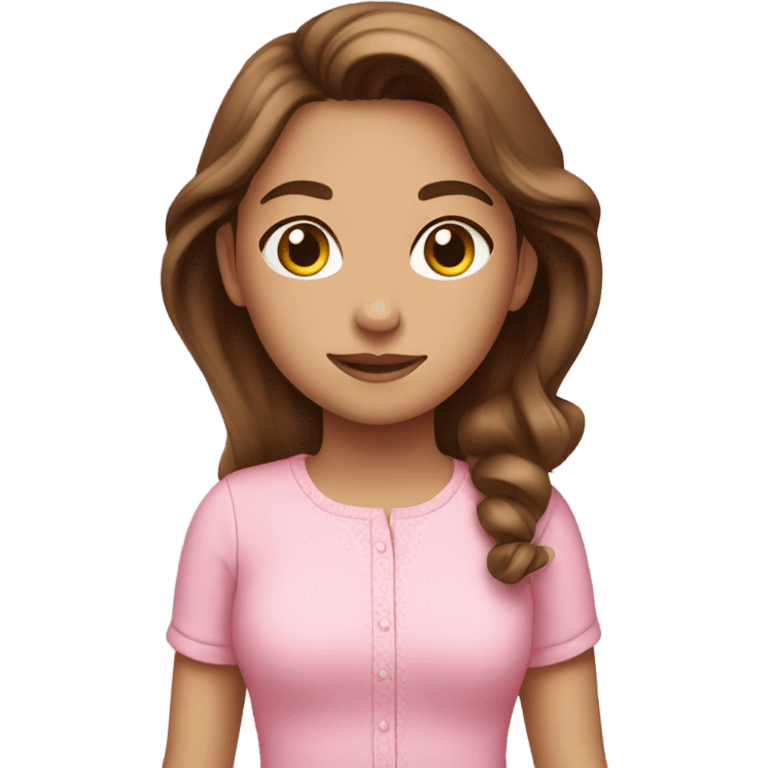 Girly pink girl with brown hair emoji