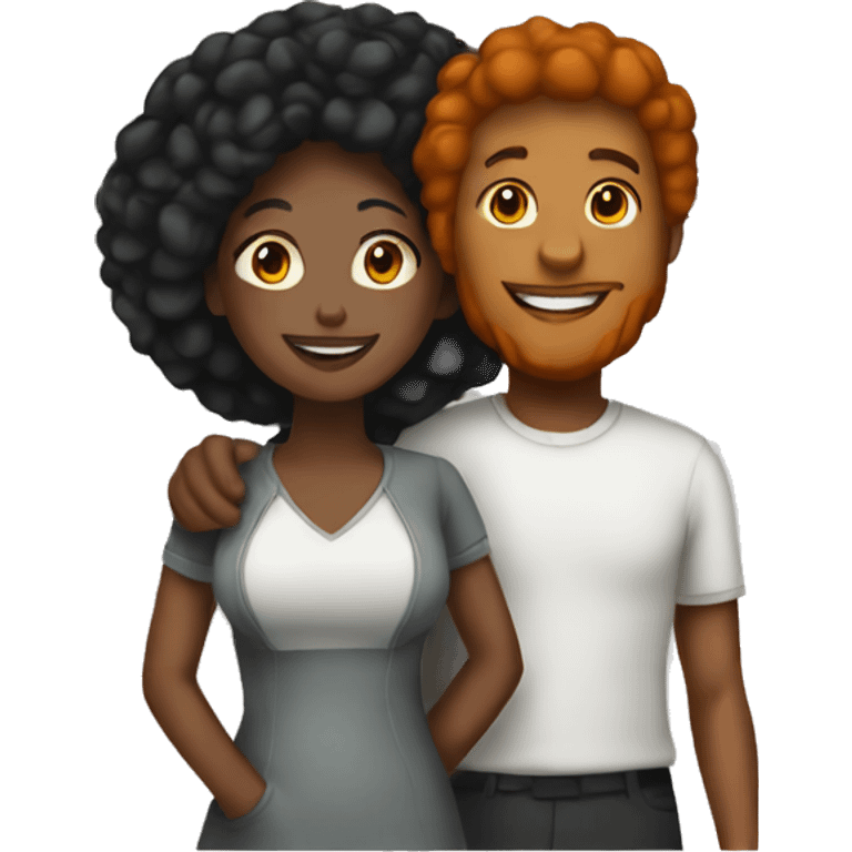 Black man and red head woman love emoji