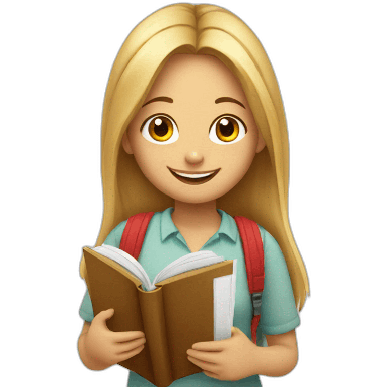 happy girl student with a book emoji