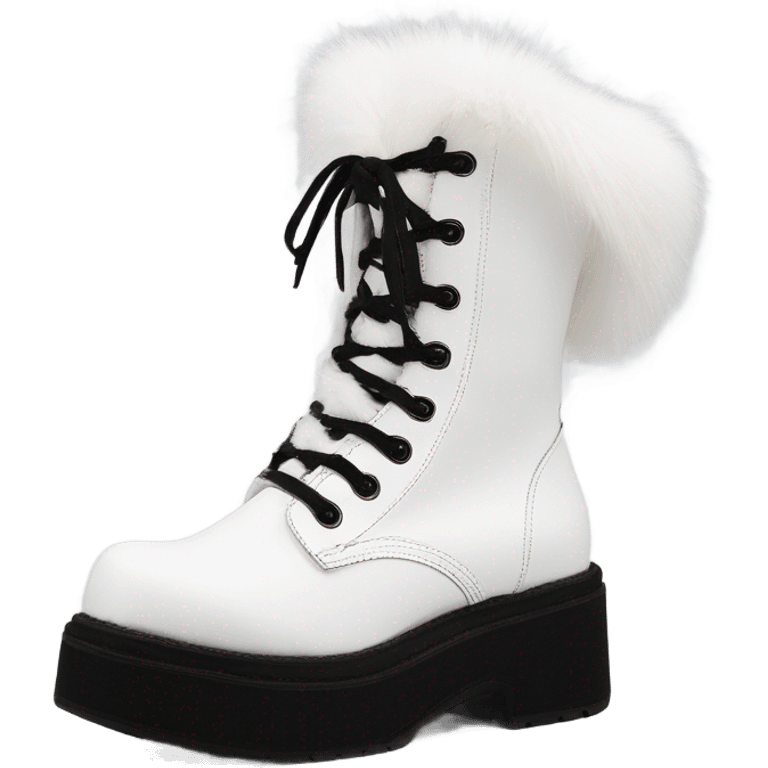 Platform Demonia High boots white fur emoji