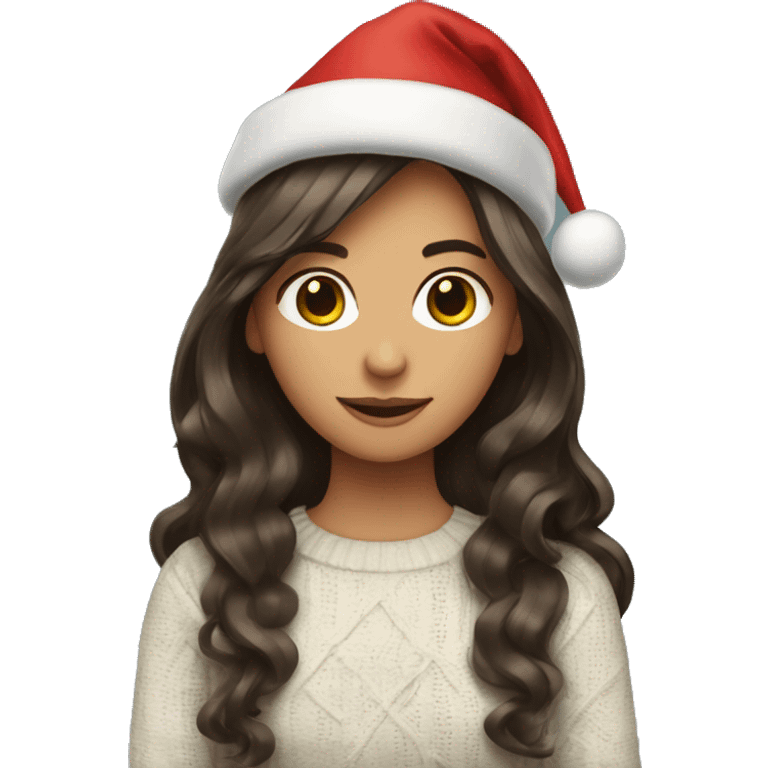 Girl with long dark brown hair decorating a Christmas tree emoji