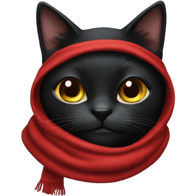 black cat with red scarf emoji