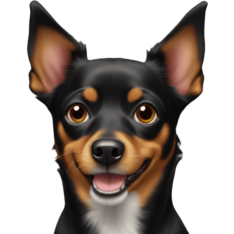 a black pinscher papillon mix dog  emoji