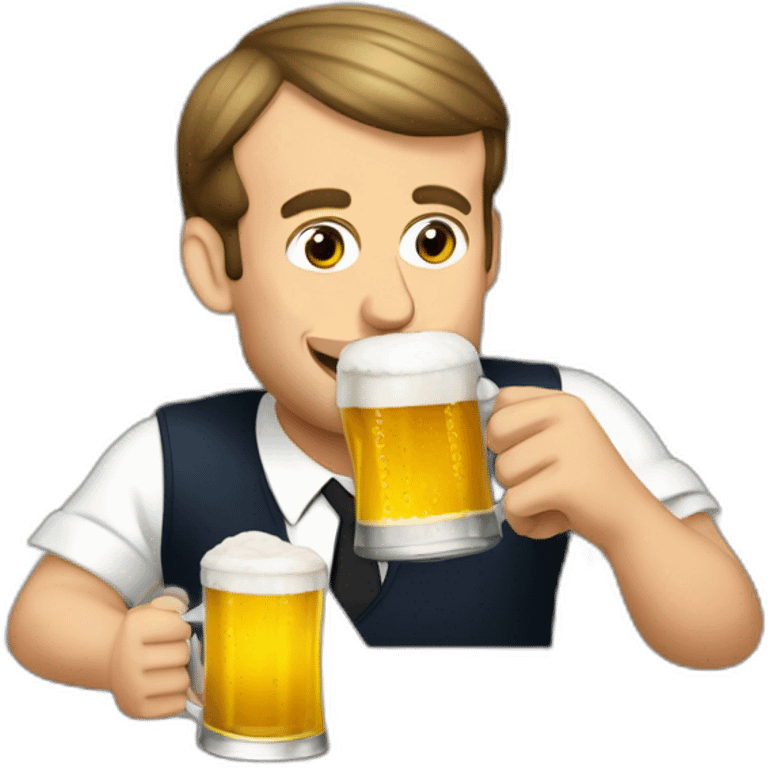 Emmanuel Macron drinking a beer emoji