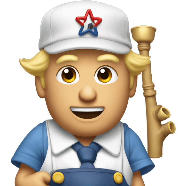  trump as the plumber with horns and bagpipes emoji