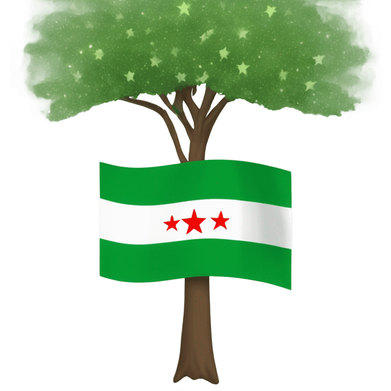 GREEN syrian flag with tree stars emoji