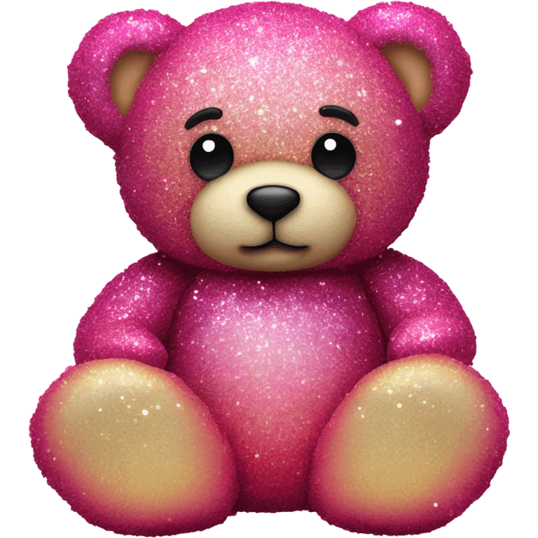 Pink ombre teddy bear made of roses with glitter emoji