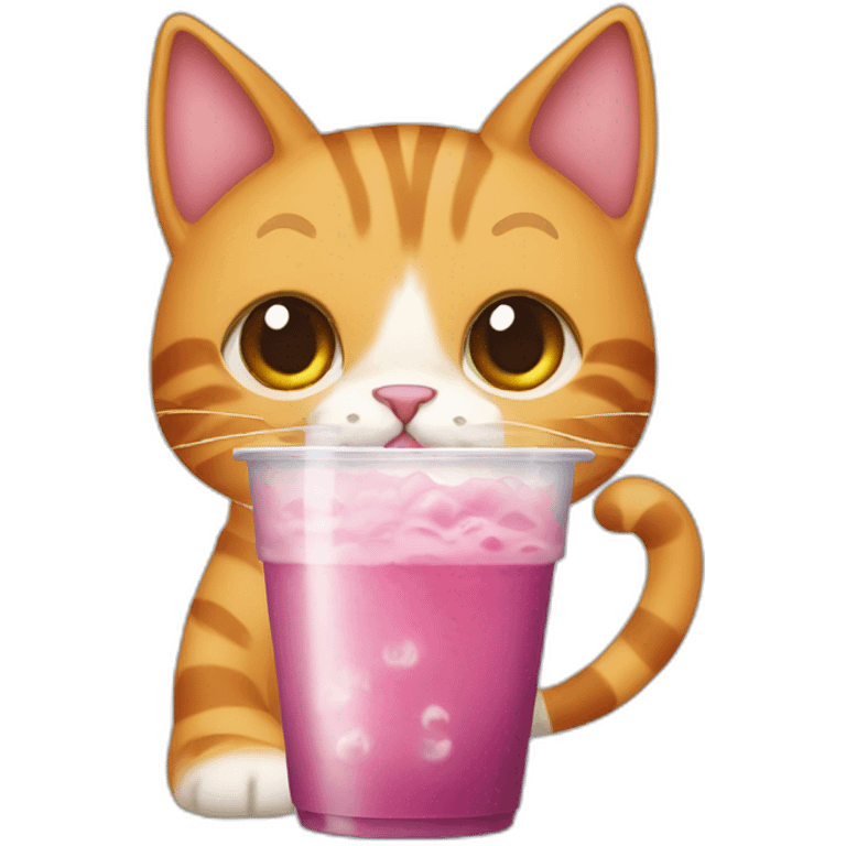 cat is drinking bubble tea emoji