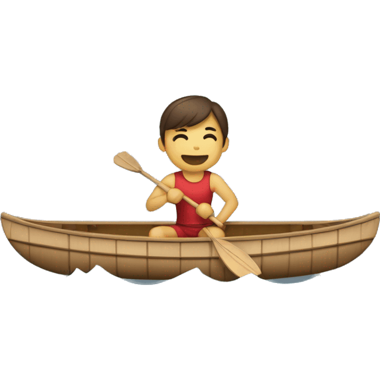 Cabeca de Cuia rowing the canoe. Side view night background  emoji